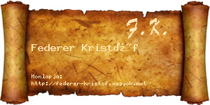Federer Kristóf névjegykártya